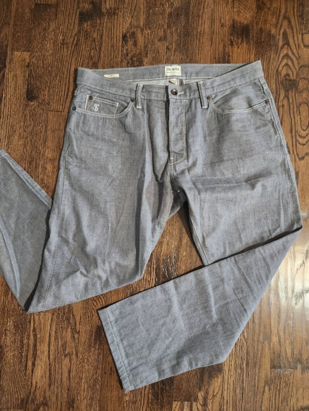 Todd Snyder Slim Fit Lightweight Japanese Selvedge Button-fly Jeans Grey 35x32